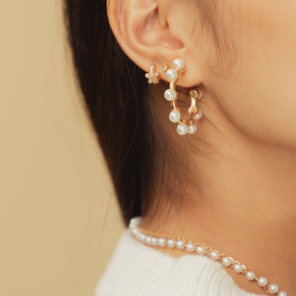 Golden Pearl Hoops